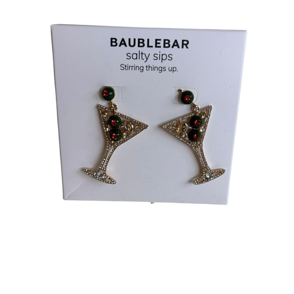 BaubleBar Salty Sips Sparkling Pave Crystal Martini Earrings.
